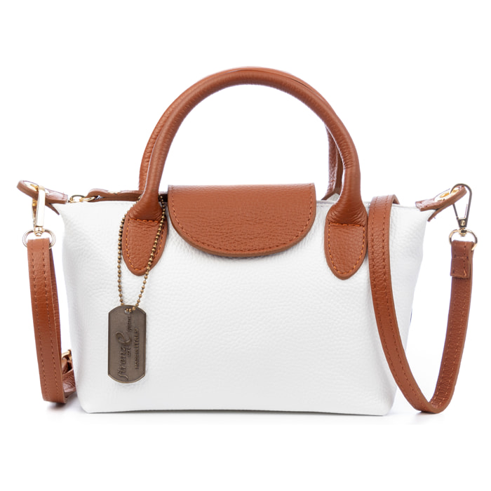 Aurano bolso bandolera tipo Tote mujer. Piel auténtica Dollaro bitono.