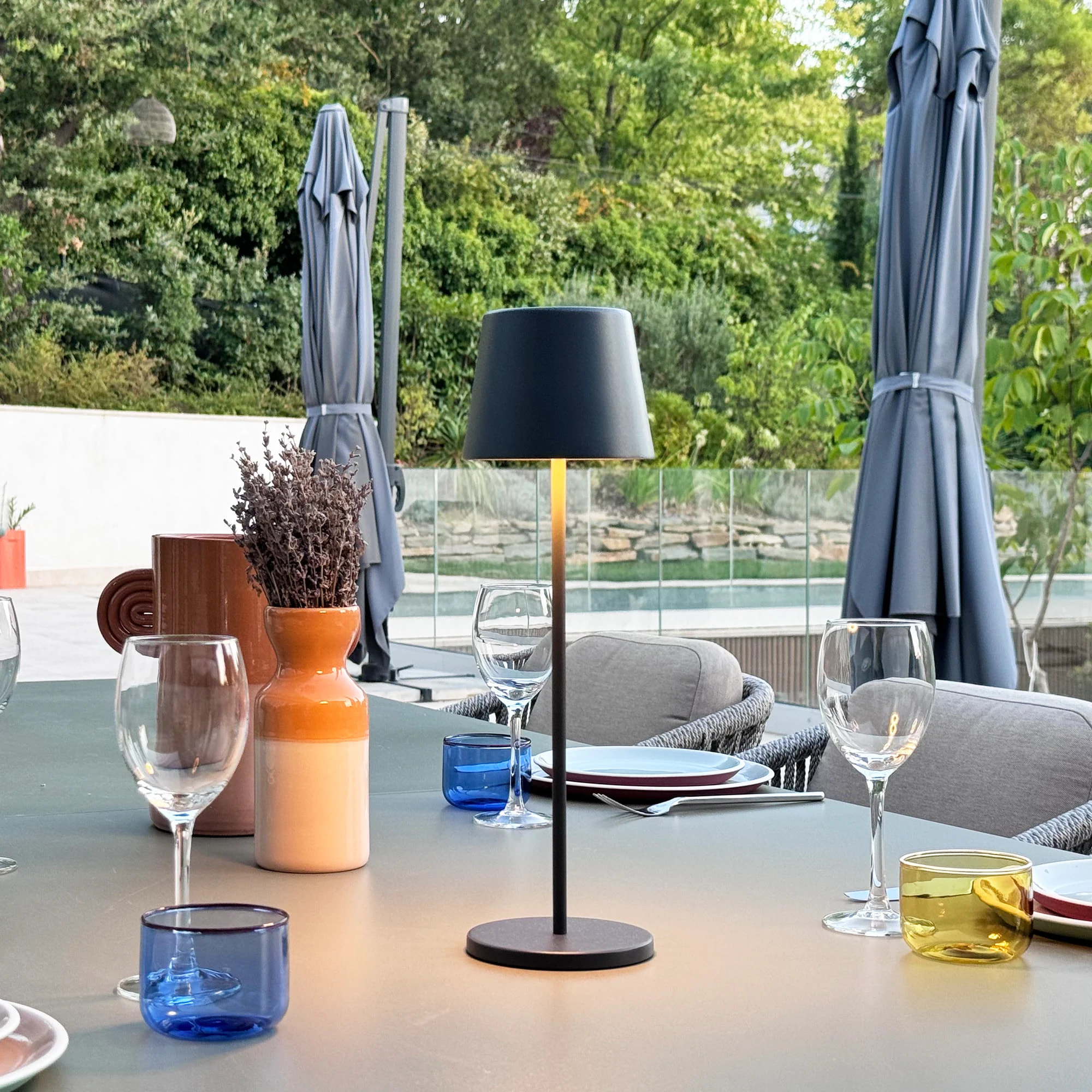 Lampe de table sans fil LED KELLY BLACK H38CM