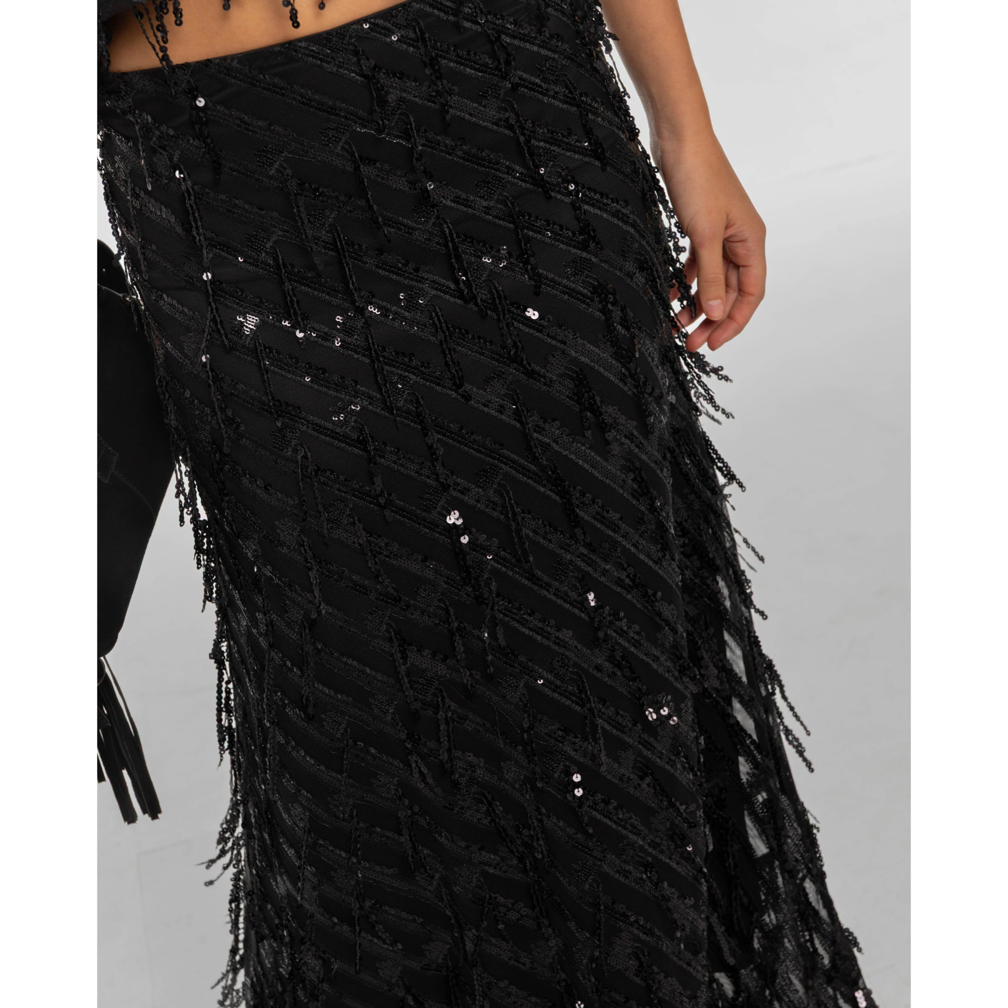 Falda midi de lentejuelas de mujer