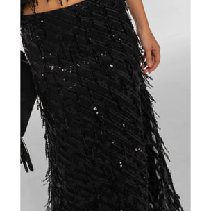 Falda midi de lentejuelas de mujer