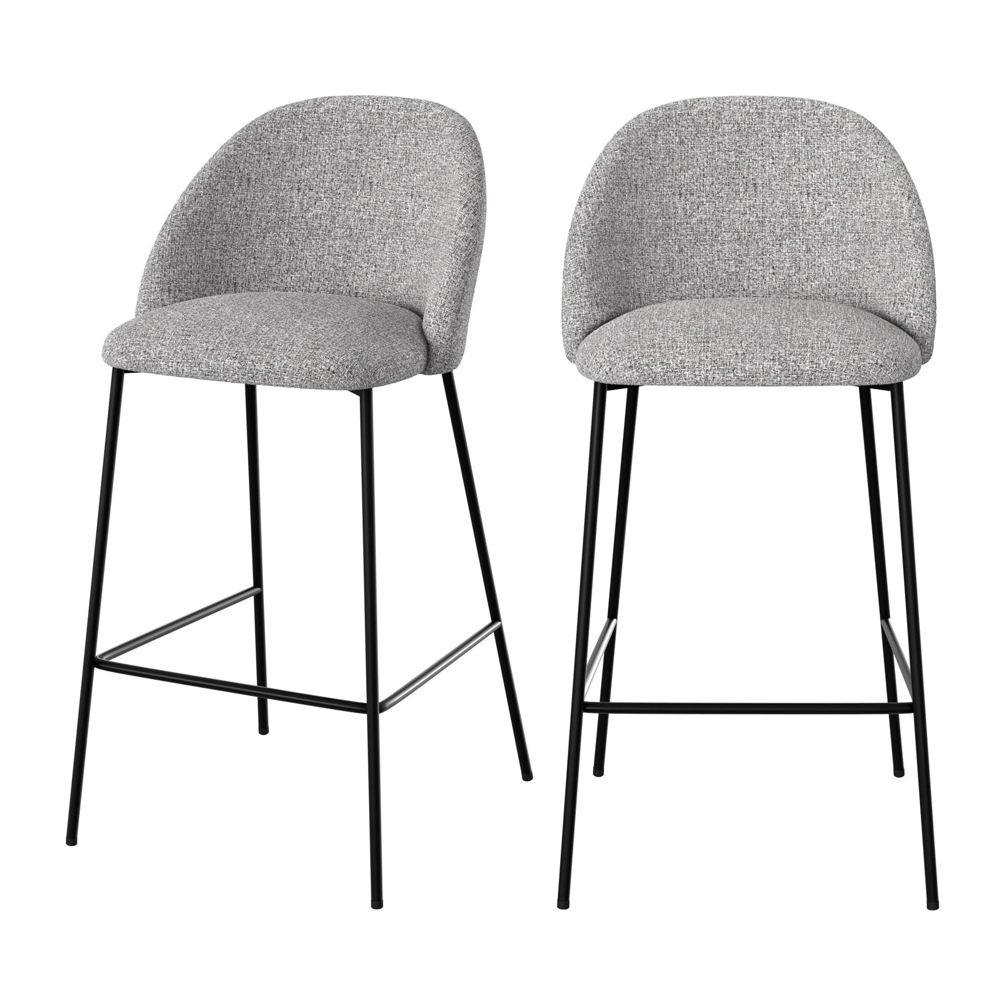 Lot de 2 chaises pour îlot central 66 cm en tissu chiné gris clair - Karl