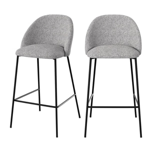 Lot de 2 chaises pour îlot central 66 cm en tissu chiné gris clair - Karl
