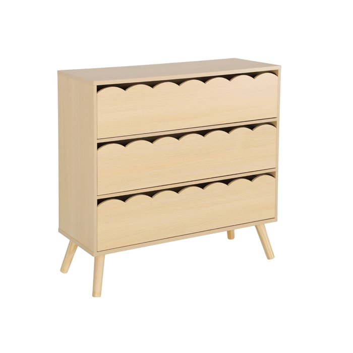 Commode enfant décor bois 3 tiroirs AZUR