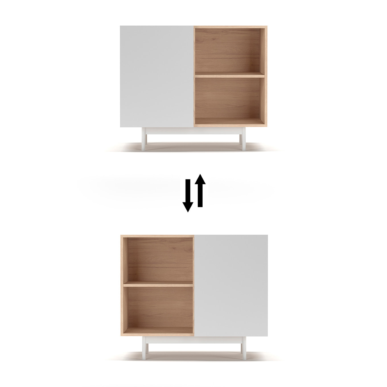 Aparador 1 puerta Printed roble y blanco 78x90x34 cm