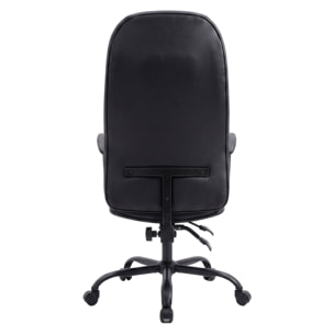 Yūto - Sedia Da Ufficio Ergonomica 50x131x47 cm Poltrona Direzionale Comoda con Ruote Girevoli in Similpelle Nera