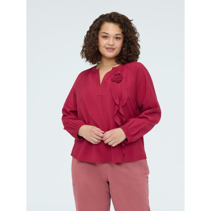 Fiorella Rubino - Blusa de viscosa con rosetón - Burgundy