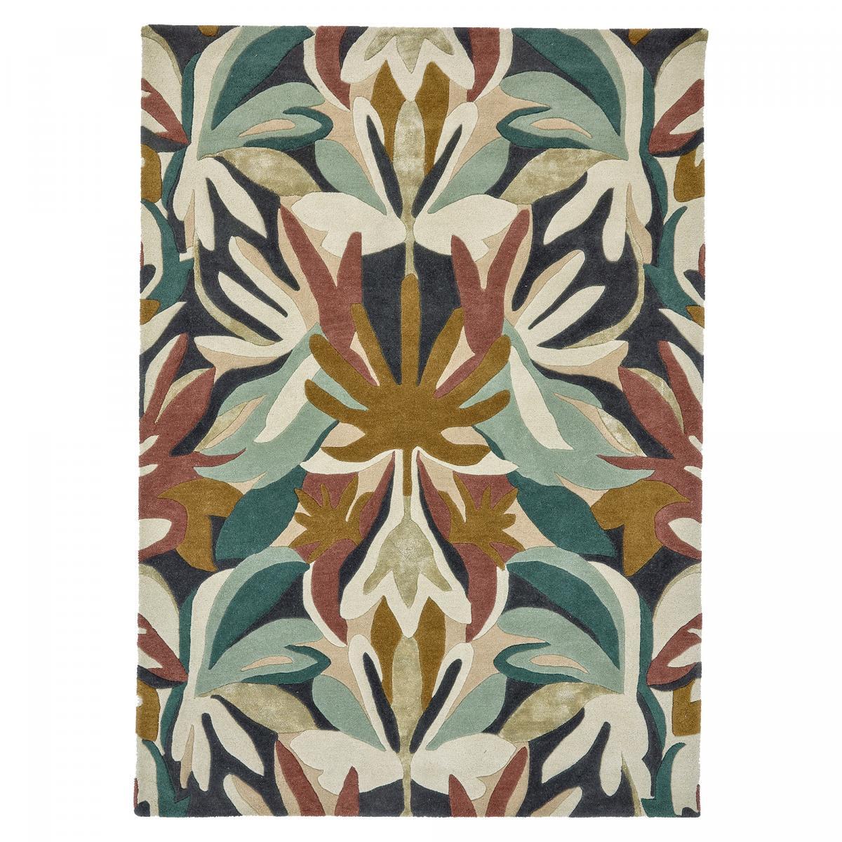 Tapis salon et chambre fait à la main en laine motif floral FIOL
