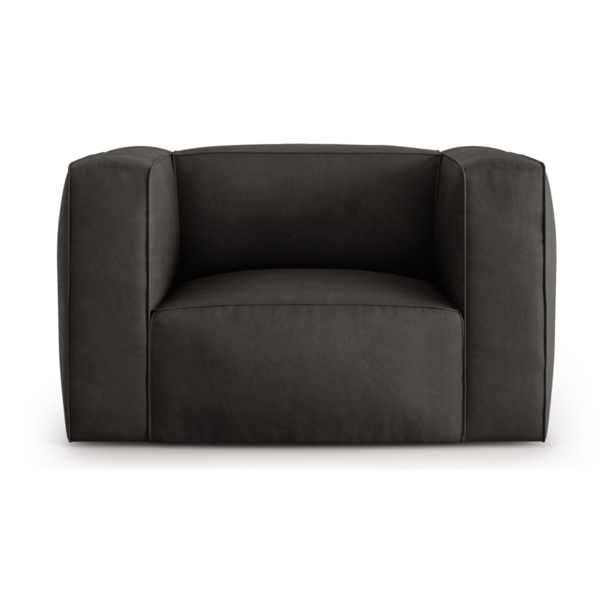 Fauteuil "Muse" en cuir véritable graphite