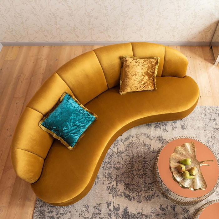 Coussin à franges Cannes 55x55cm jaune Kare Design