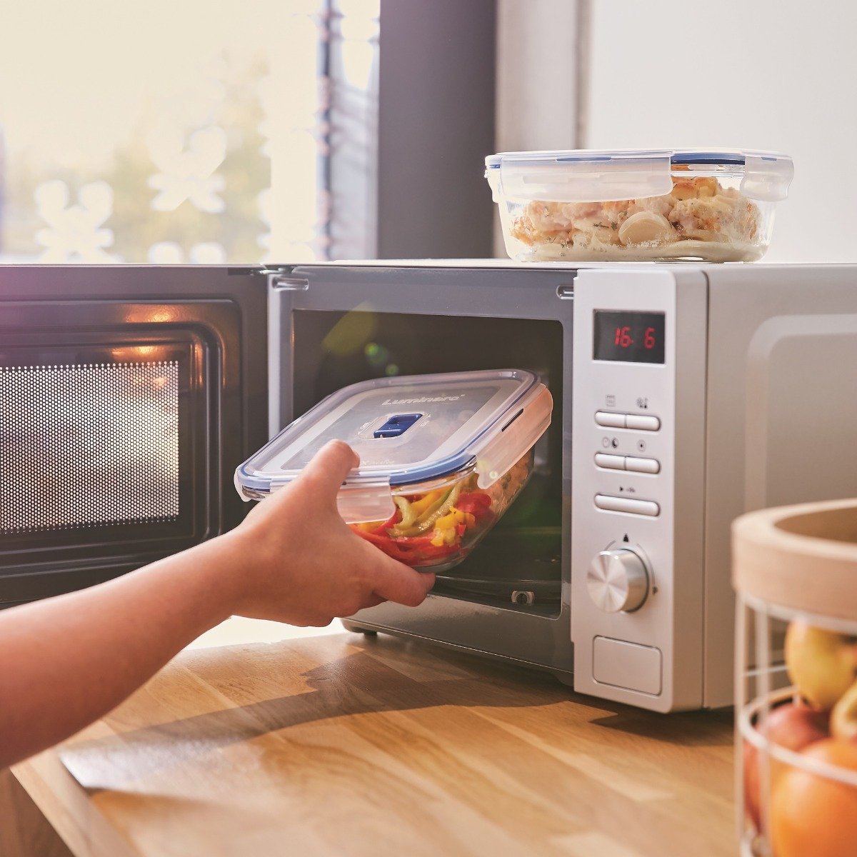 Lot de 3 boites Pure Box Active - Rectangle - Verre trempé - Hermétique et Extra résistant - 122 + 82 + 38 cl