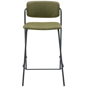 Lot de 2 tabourets de bar en simili vert LÉON