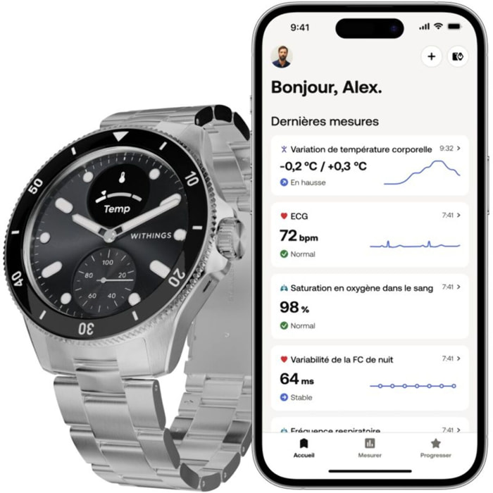 Montre santé WITHINGS Scanwatch Nova 42mm Noire