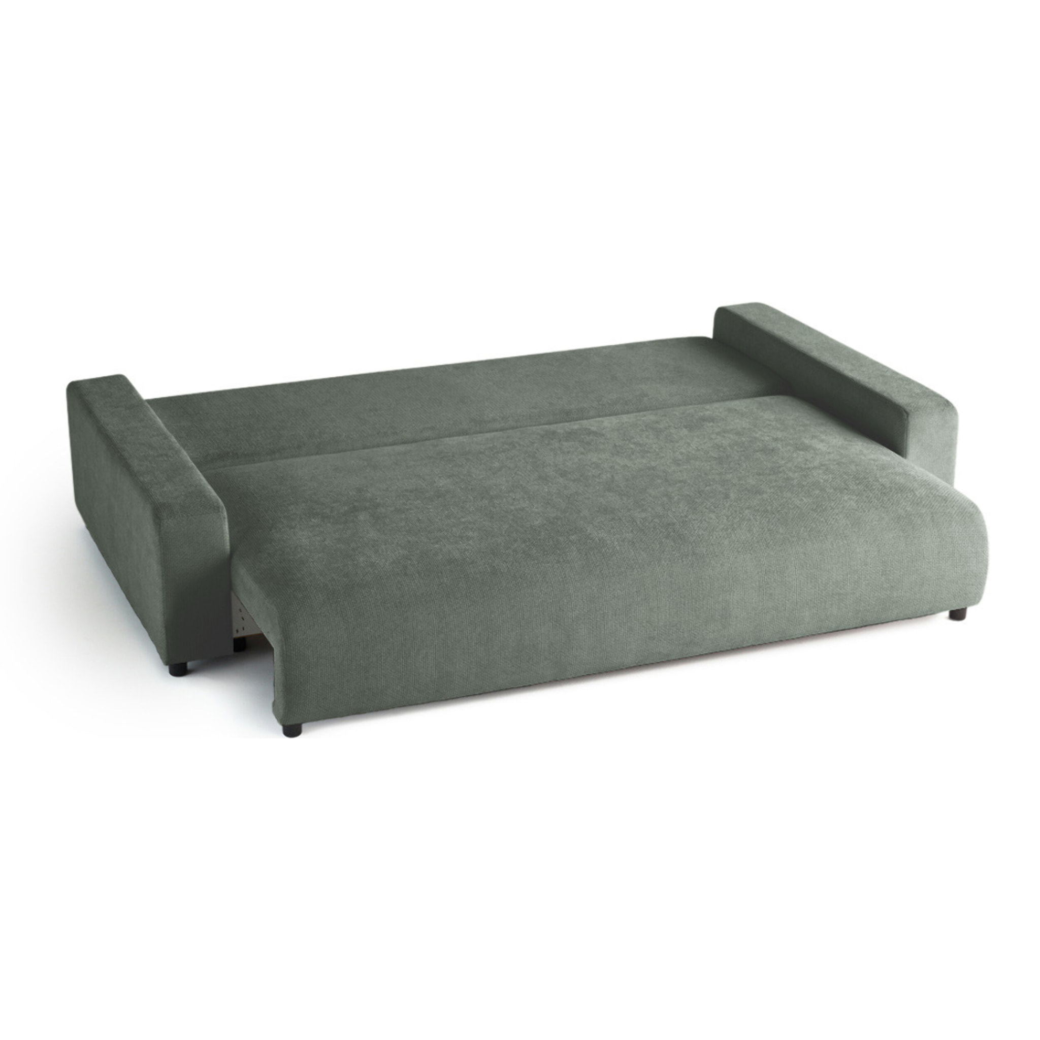 Pivoine - canapé droit 3 places - convertible avec coffre - en velours texturé - Vert