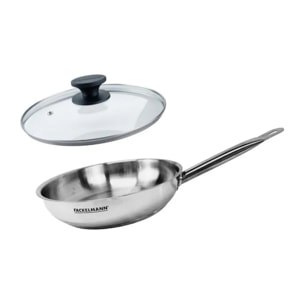 Set de 1 poêle de 20 cm en inox et couvercle en verre Fackelmann Eterna