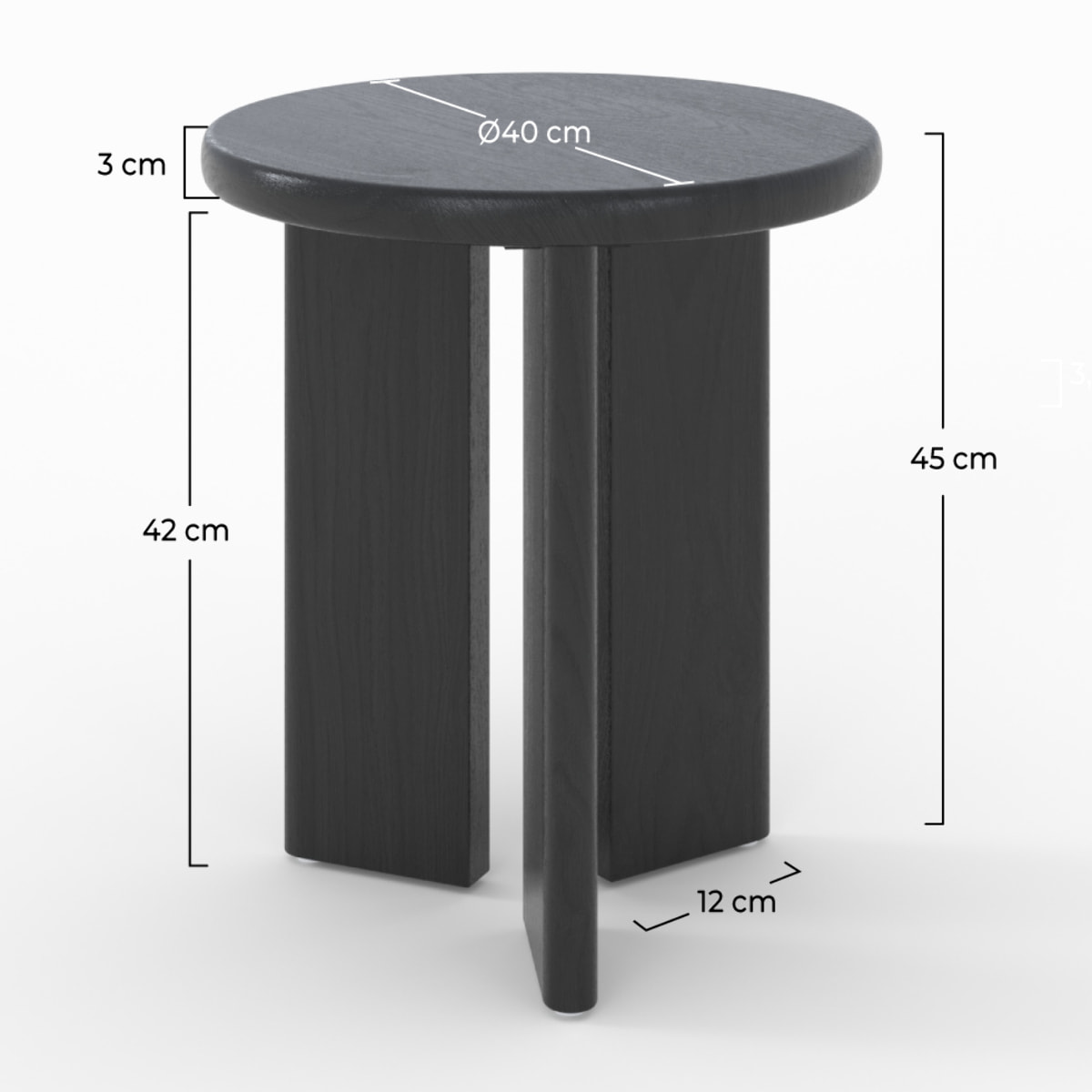 Table d'appoint ronde en bois noir D40 cm - Néa