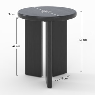 Table d'appoint ronde en bois noir D40 cm - Néa