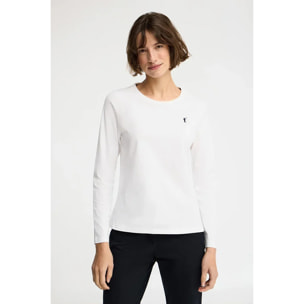 Camiseta blanca de manga larga y cuello redondo con bordado Rigby Go