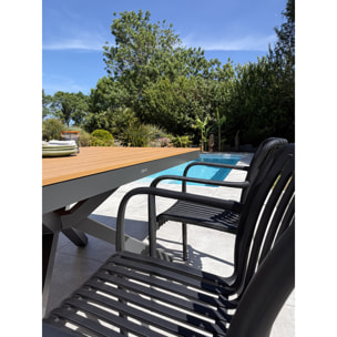 LAMU - Ensemble repas de jardin 4 places en alu - Gris anthracite