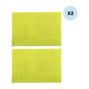 Lot de 2 tapis de bain CHENILLE 40x60 Vert Pistache MSV