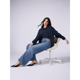 Oltre - Wide leg jeans with chain detail - Light - blue