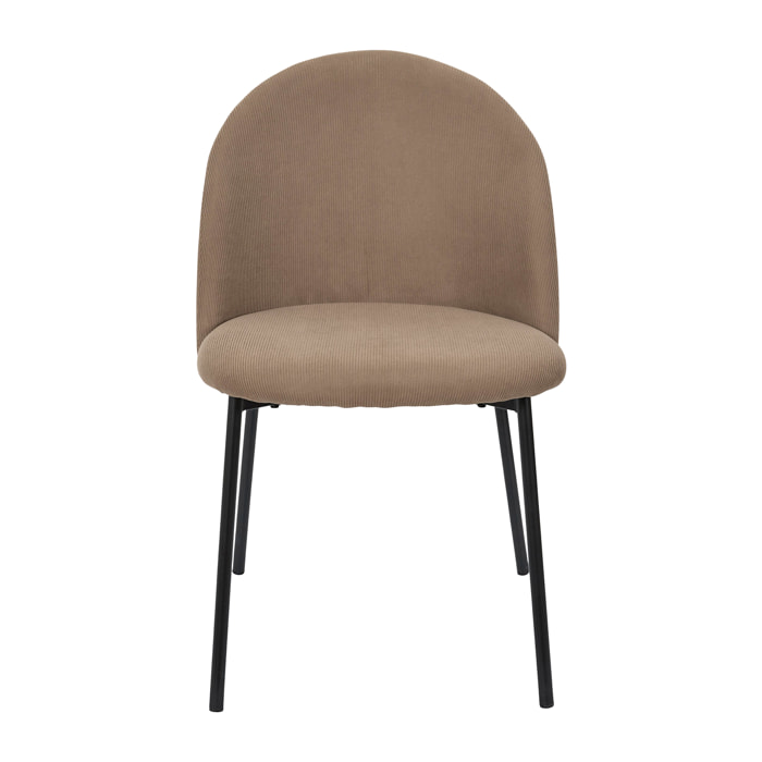 Lot de 4 Chaises - HOME DECO FACTORY - Jules - Côtelées - Taupe