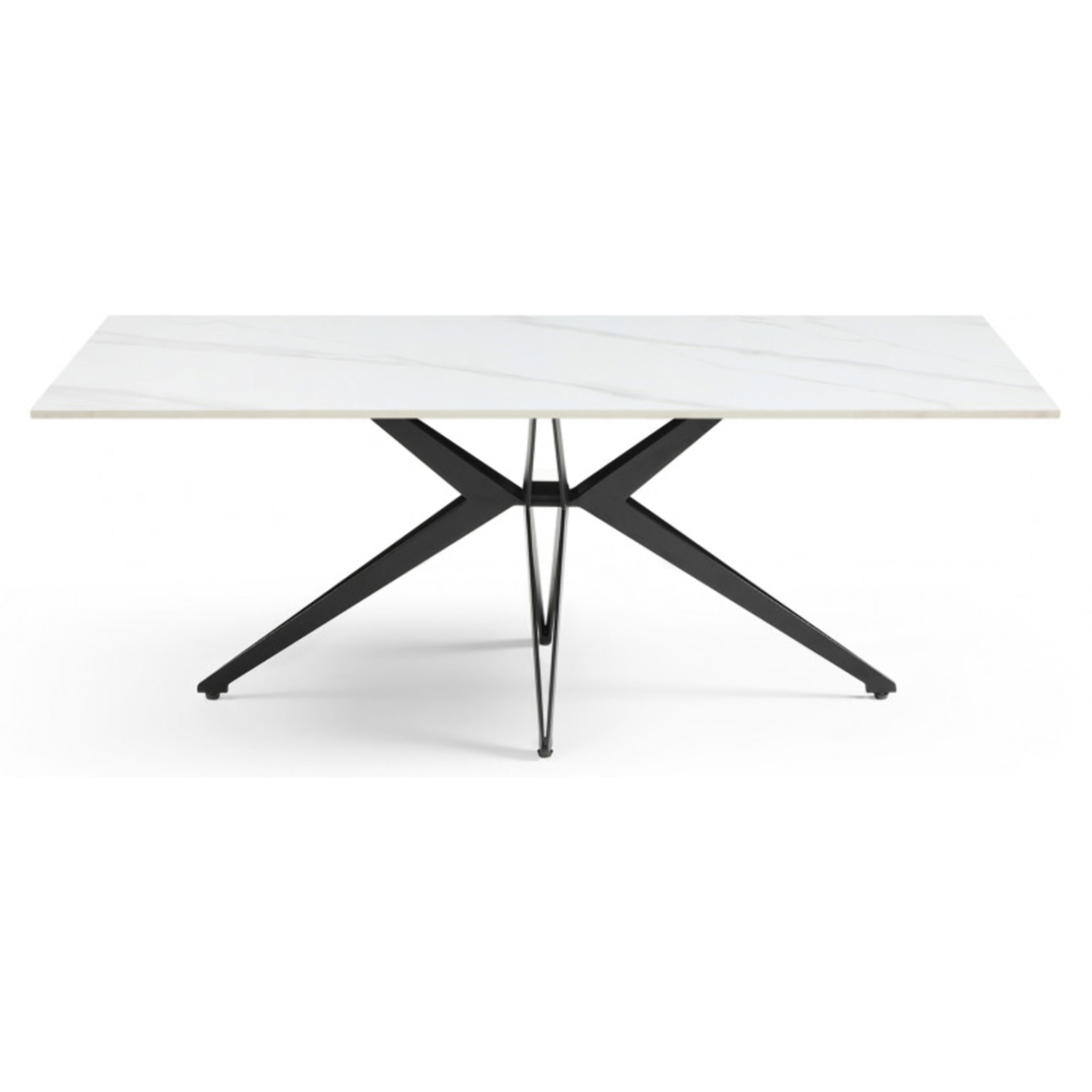 Table basse en céramique 120x60cm marbre blanc pieds métal - UNIK