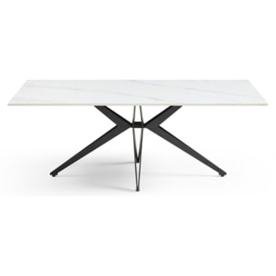 Table basse en céramique 120x60cm marbre blanc pieds métal - UNIK