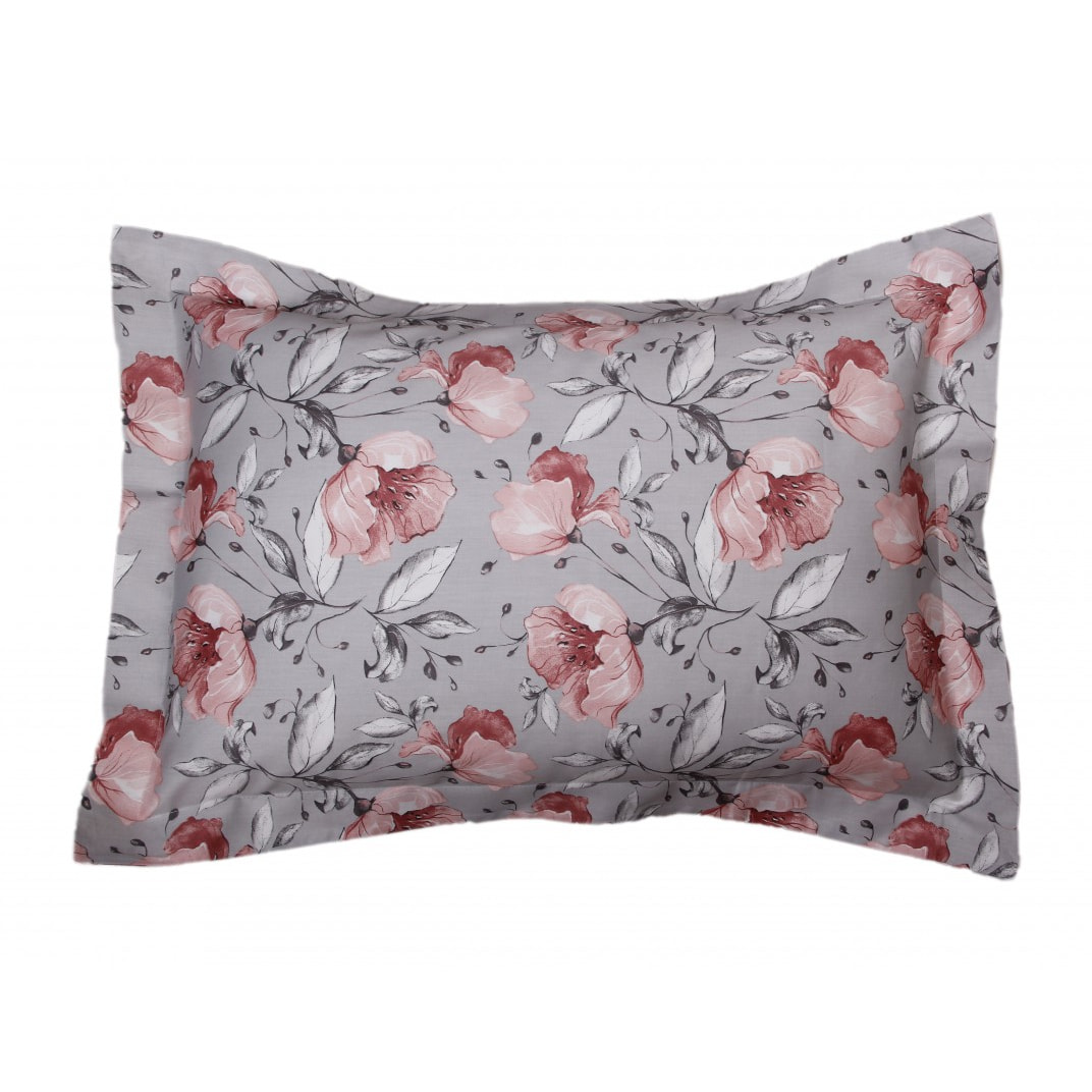Taie d'oreiller satin de coton imprimé Floral