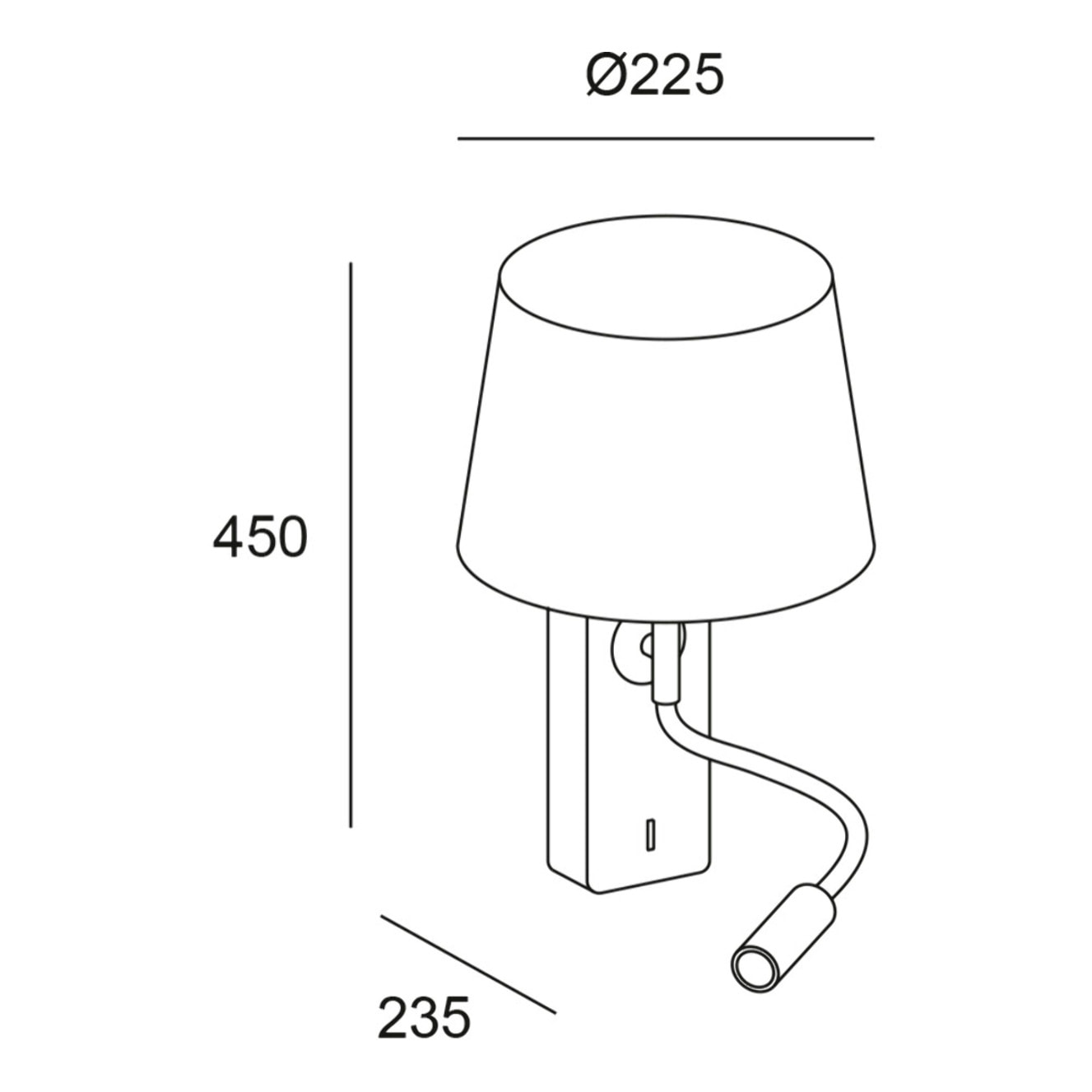 FORLIGHT Janet - Aplique de Pared para Dormitorio E27 Luz de Lectura LED Blanco Cálido 3000K. Aluminio Negro Pantalla de Textil
