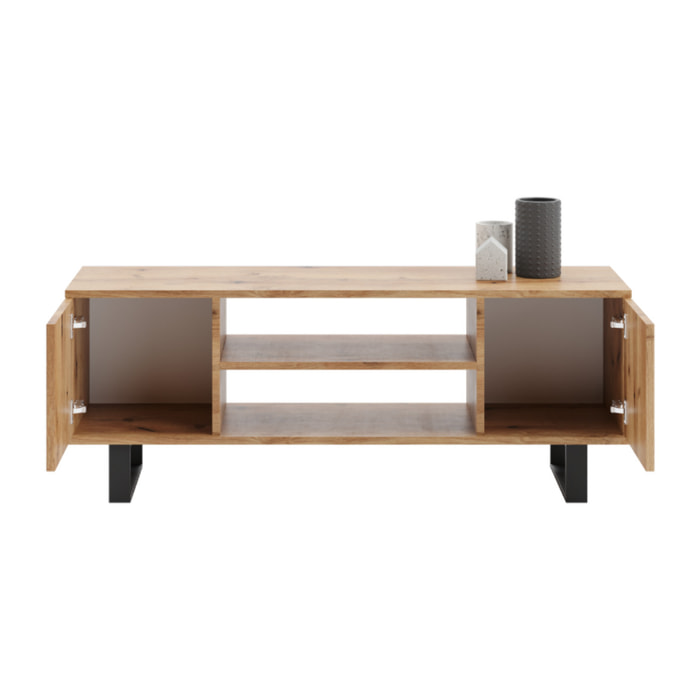 Mobile porta TV Focus in rovere e metallo nero