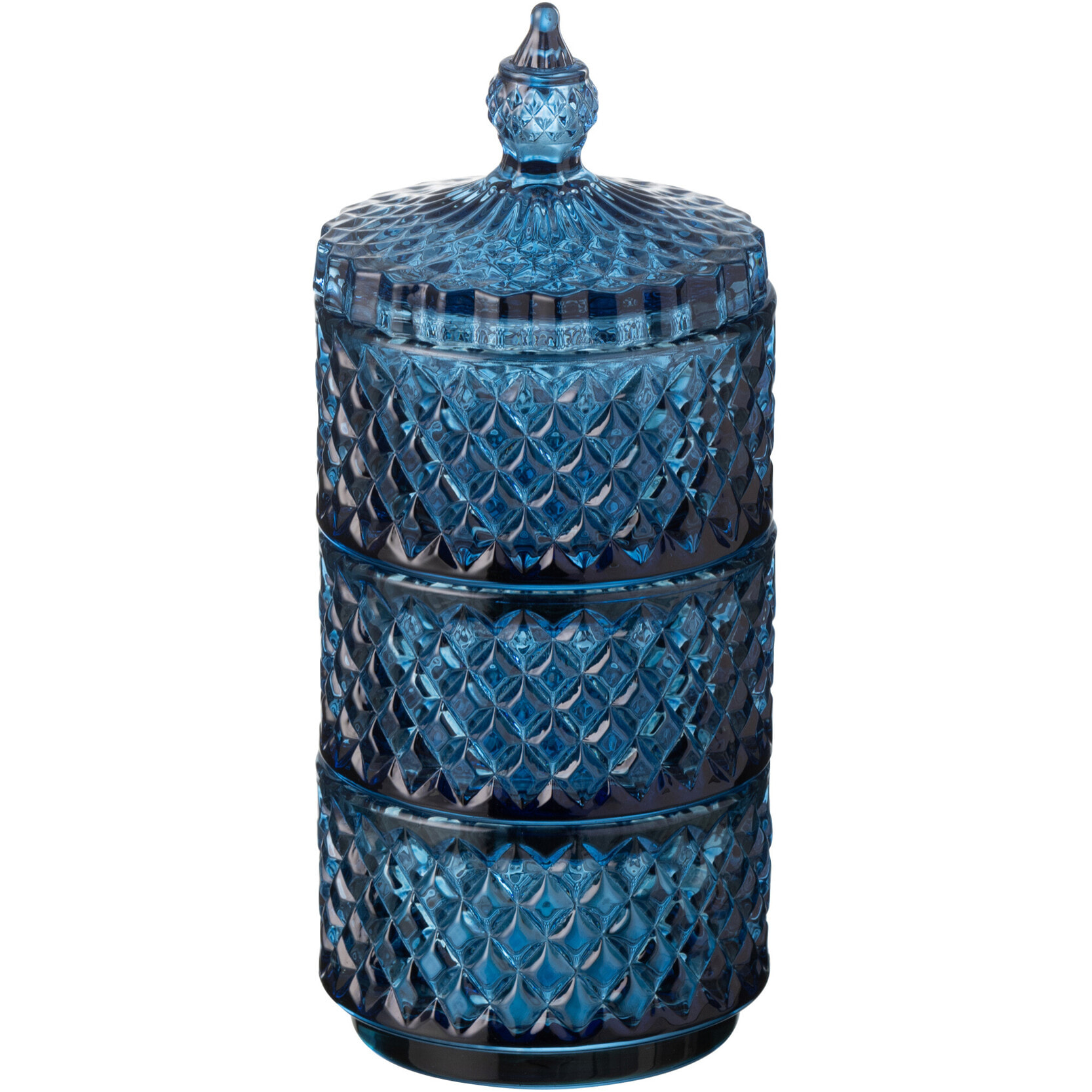 J-Line pot de conservation 3 étages - verre - bleu
