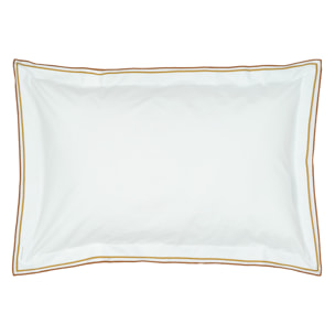 Taie d'oreiller unie en percale de coton, ASTOR, Châtaigne/Ocre