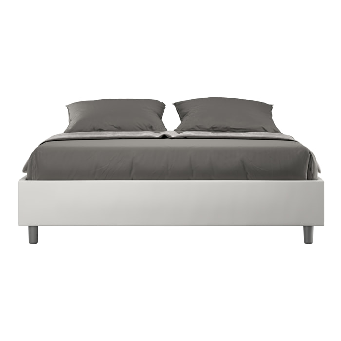 Letto matrimoniale senza rete imbottito 160x210 similpelle bianco Azelia