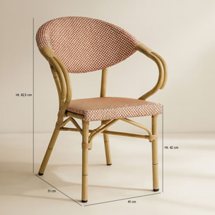 Lot de 2 fauteuils de table en aluminium et effet rotin rouge AMALFI