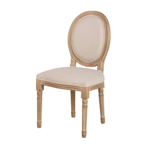 Silla Lino Beige Patas Roble 50x53x96 Cm