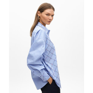Camicia a Righe con Strass