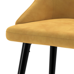 Chaise de bar Aristote en velours jaune curry 77.5 cm (lot de 2)