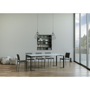 Console extensible 90x40/300 cm Tecno Evolution Frêne Blanc cadre Anthracite