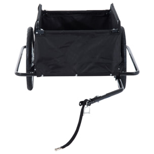 Remorque de transport velo cargo pliable charge max.60kg avec 4 reflecteurs et housse amovible rouge noir