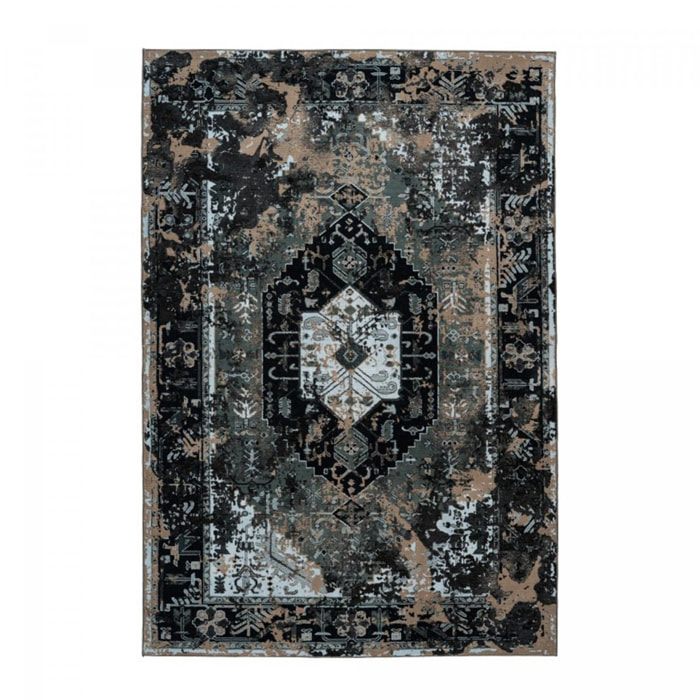 Tapis salon et chambre tissé en PET motif rétro-vintage TUSU