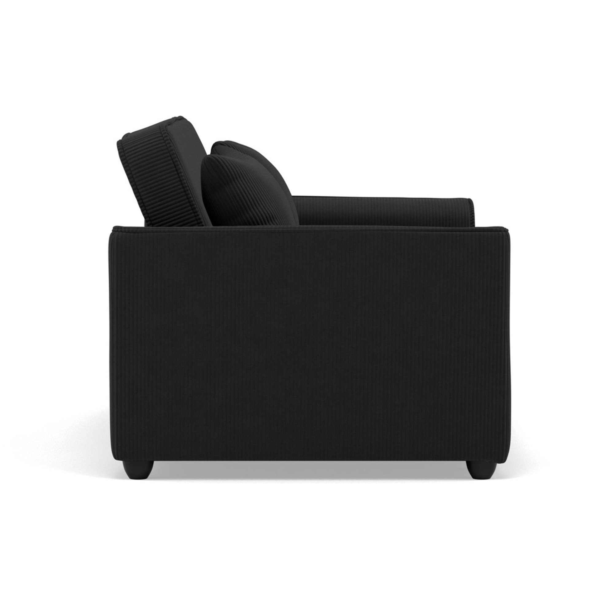 Ernest - Canapé droit 2 places convertible en velours côtelé - Noir