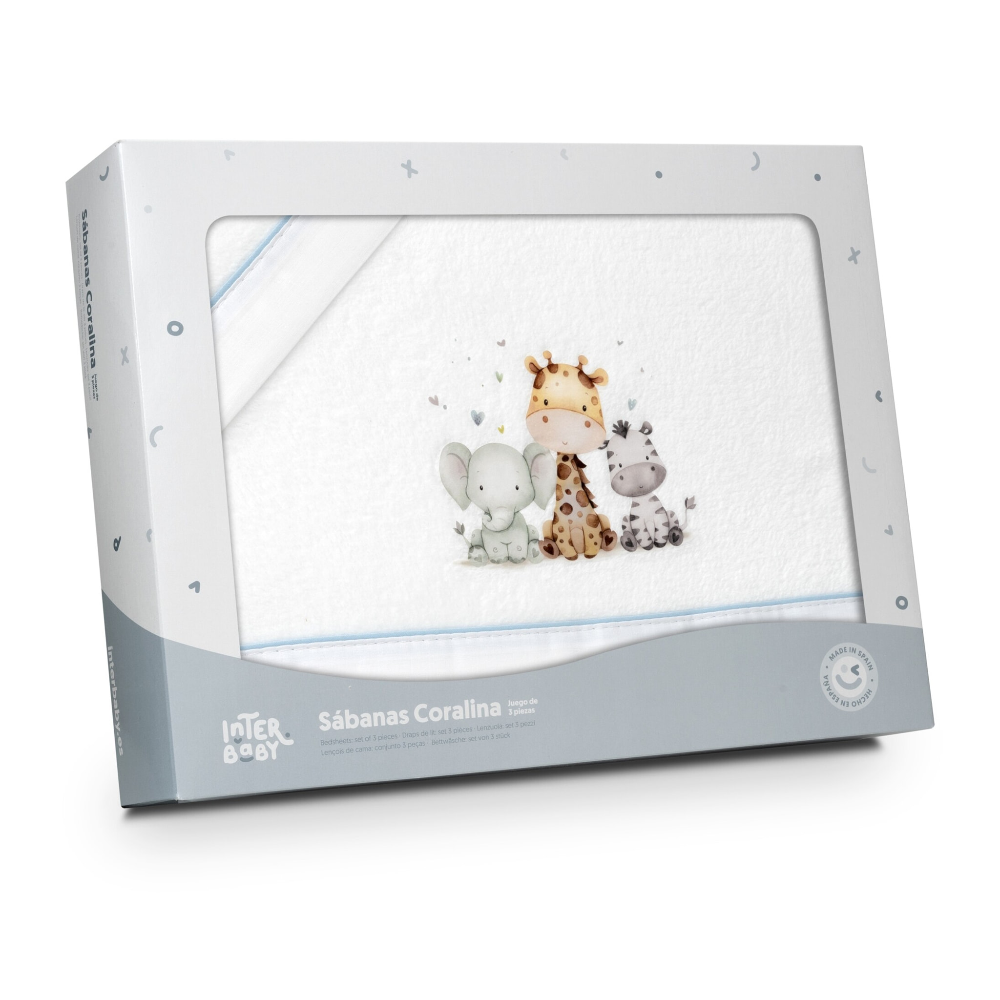 Juego de Sábanas de Coche Coralina Estampado Jirafa Elefante