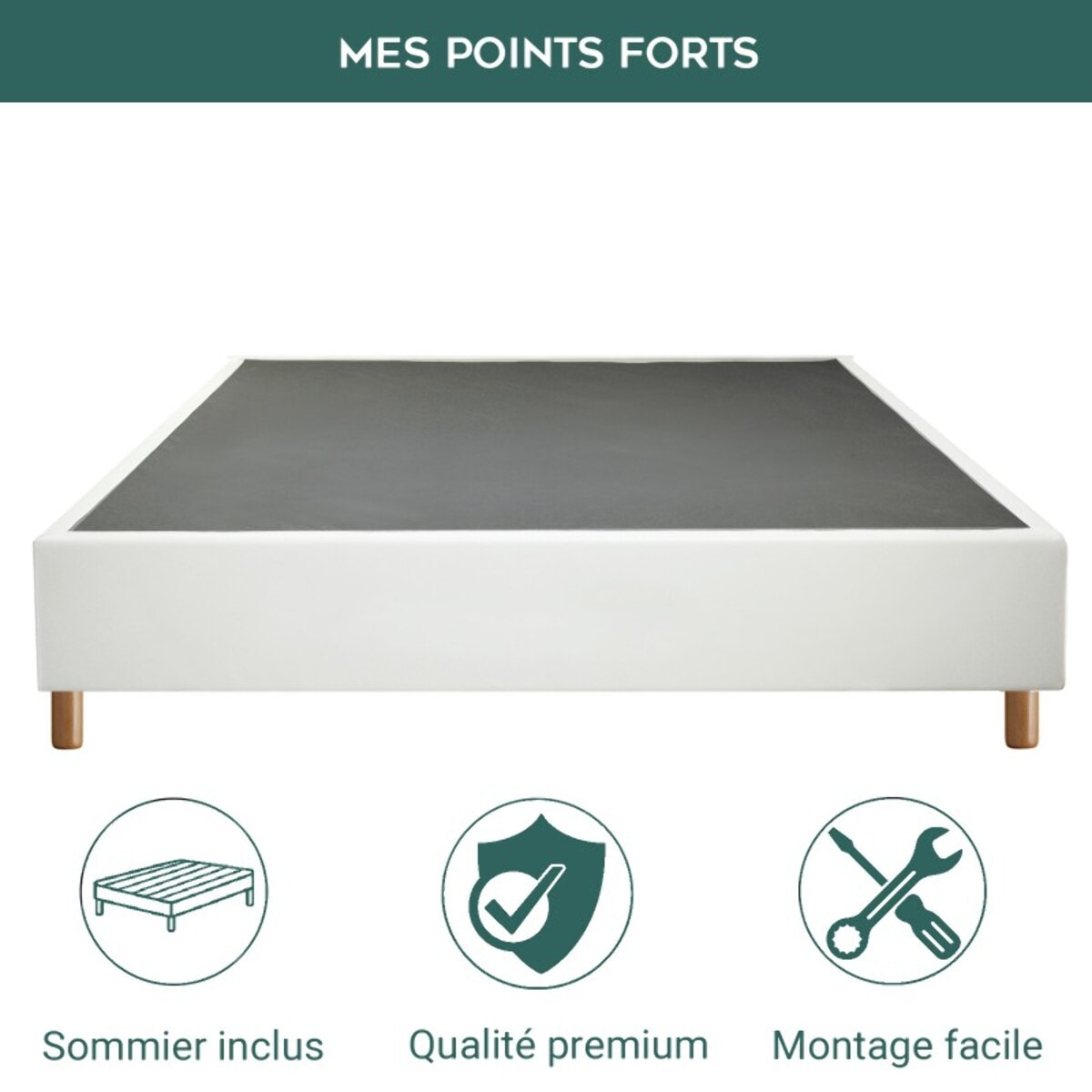 Ensemble Matelas Iceberg - Gamme Luxe Hôtelière - avec son sommier Cancun en similicuir blanc