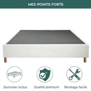 Ensemble Matelas Iceberg - Gamme Luxe Hôtelière - avec son sommier Cancun en similicuir blanc