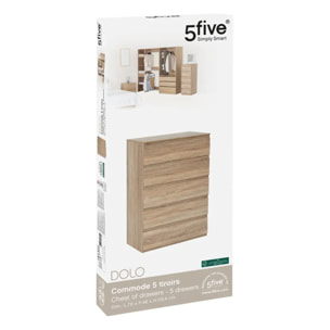Commode 5 tiroirs Effet bois naturel Dolo