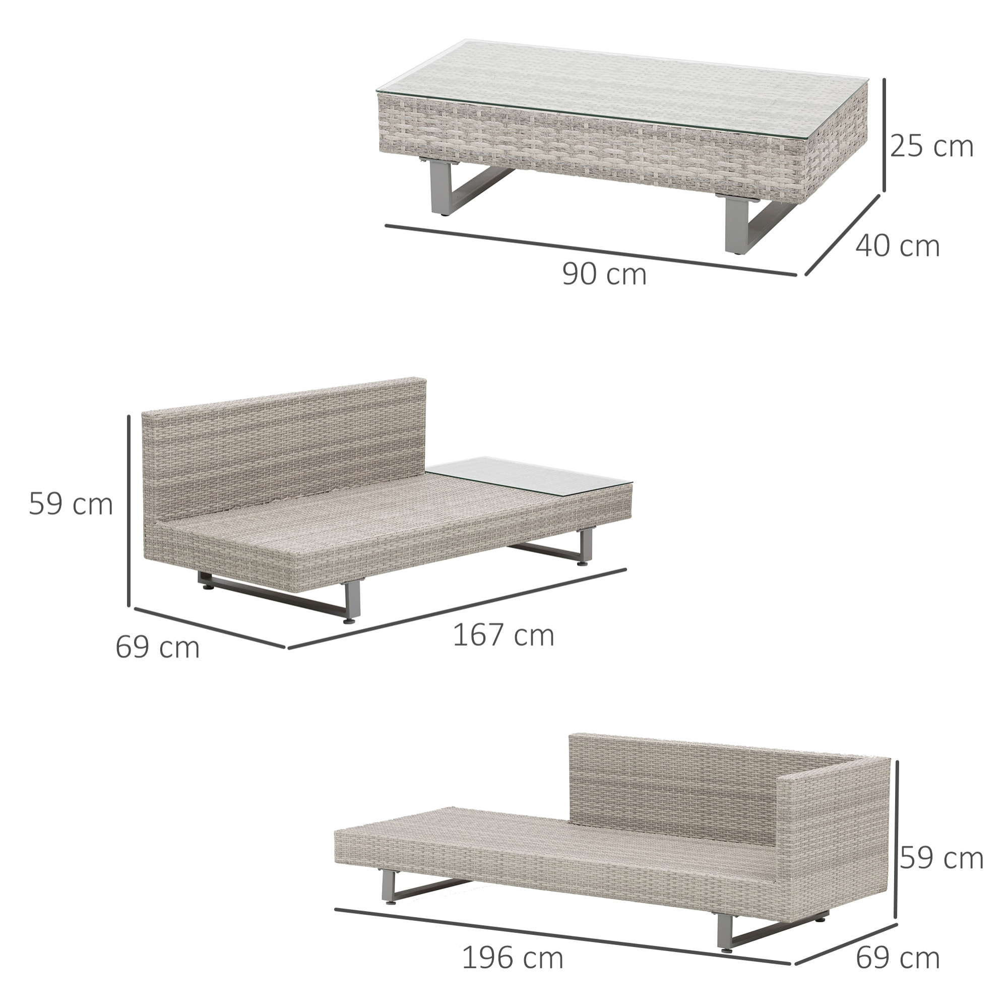 Ensemble salon de jardin d'angle 5 places design contemporain