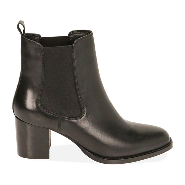 Chelsea negro de cuero, tacón 6,5 cm