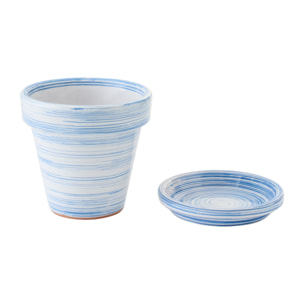 J-Line Cache-pot - céramique - bleu/blanc - small