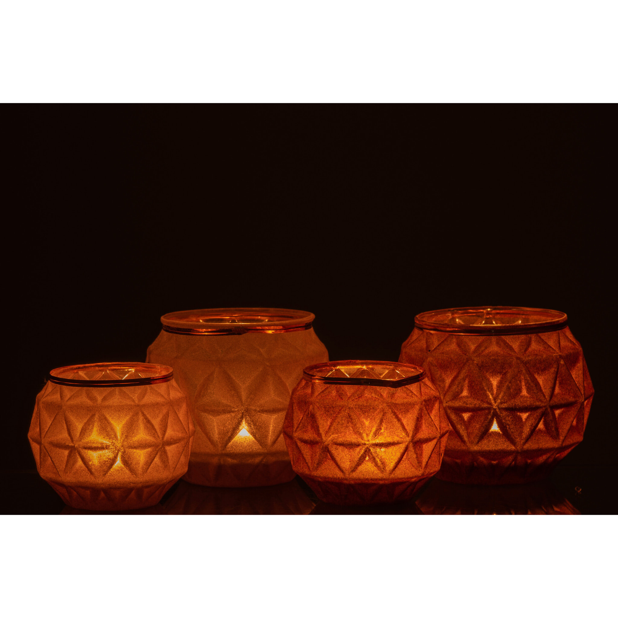 J-Line bougeoir Boule - verre - ocre - large - 2 pcs