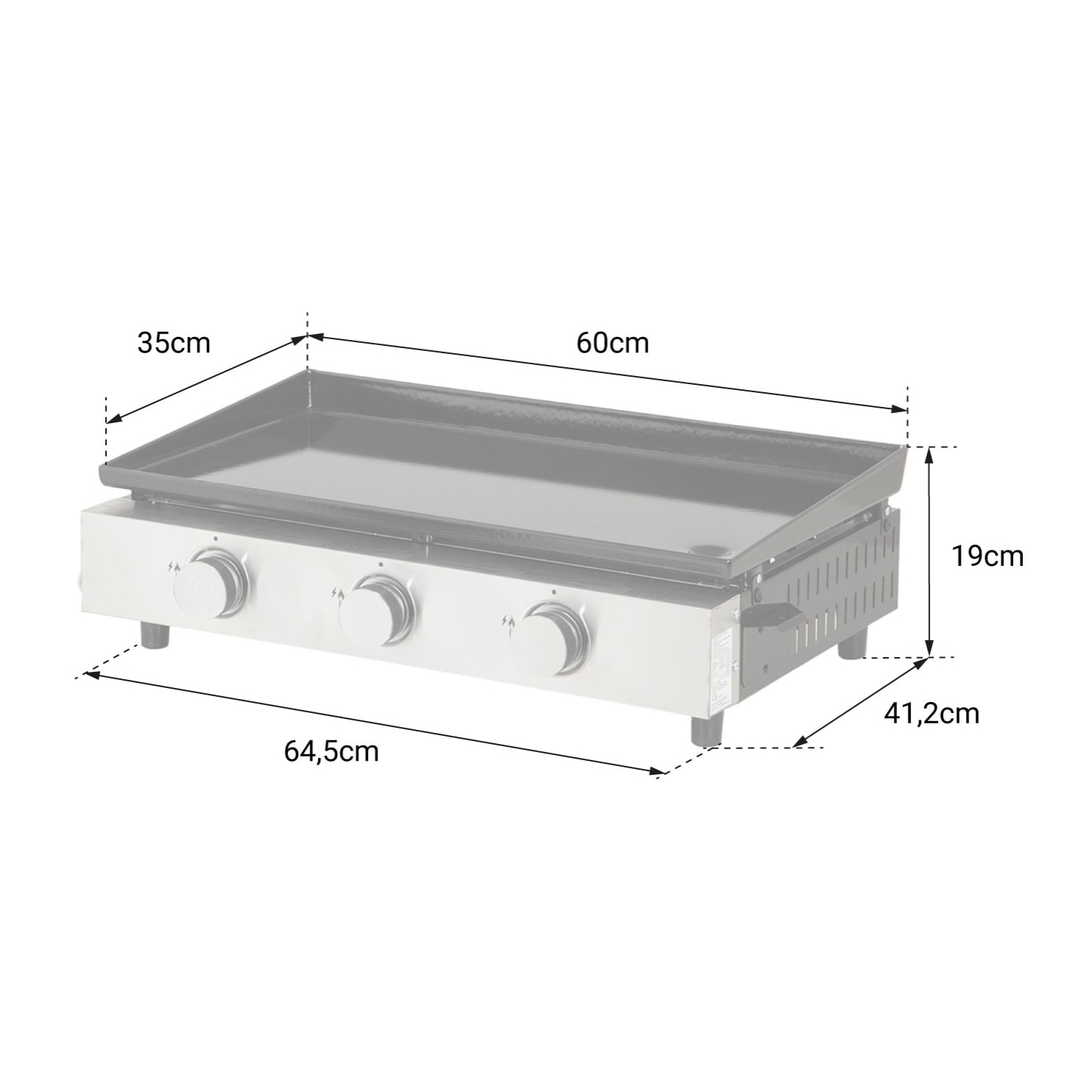 Plancha au gaz MÉRIDA 3 brûleurs 6 kW